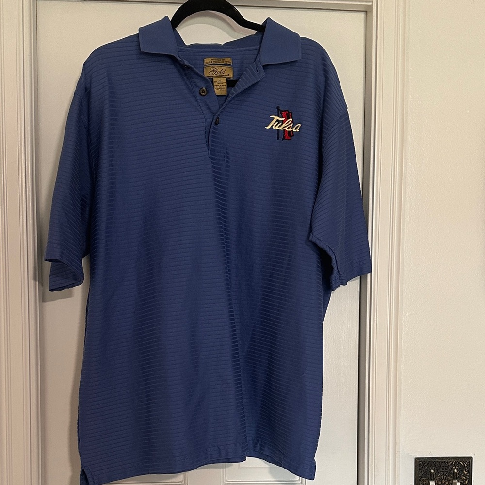 Tri-Mountain University of Tulsa Blue Golden Hurricane Polo Shirt Size XL